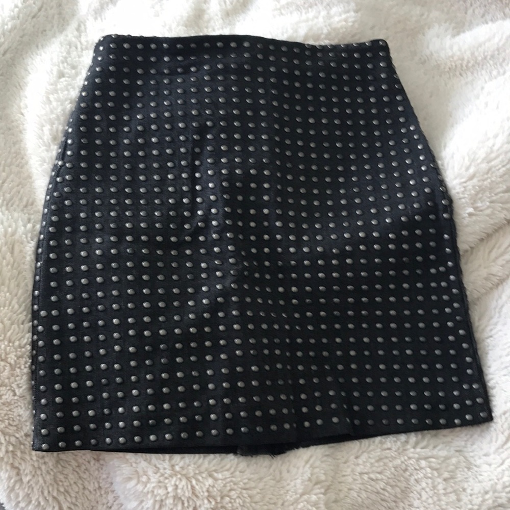 Dark grey denim like studded skirt